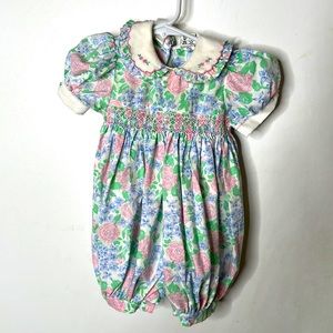 Sarah Louise Hand smocked floral bubble